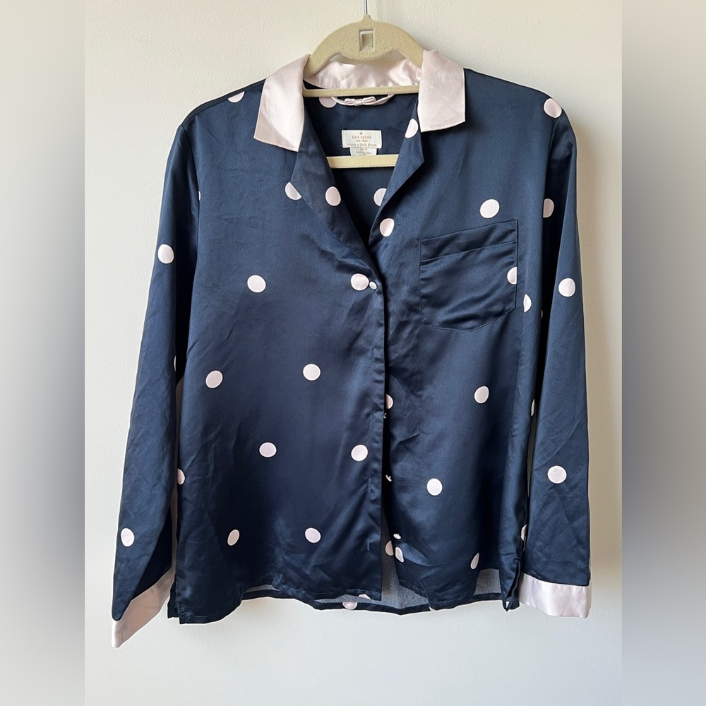 Kate Spade New York Dream A Little Dream Polka Dot Satin Pajama Top Size M